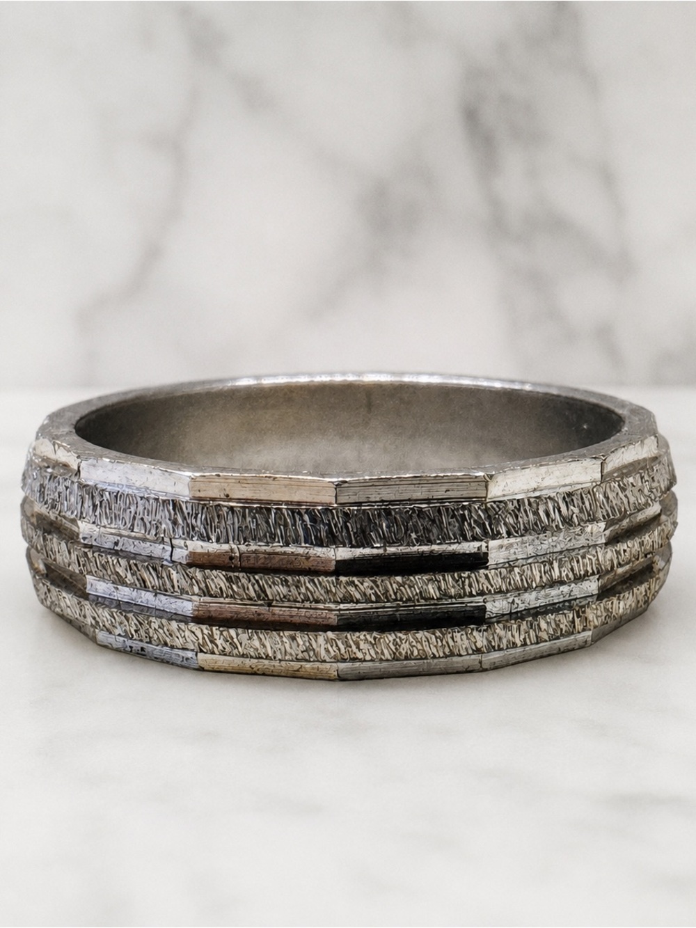 Men’s Silver Tone Textured Band Ring Size 10 No Purity Stamp